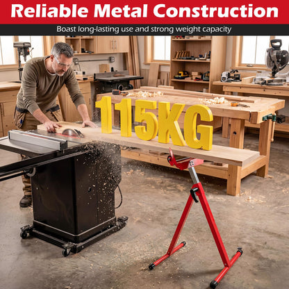 2-Pack Folding Roller Stands, 115KG Load Capacity Per Stand, 72-114cm Adjustable Height