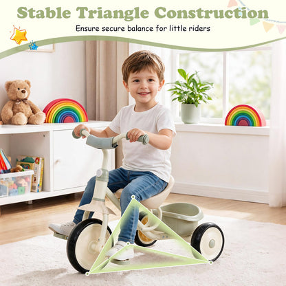 Kids Tricycle, Toddler Trike with Removable Storage Basket
