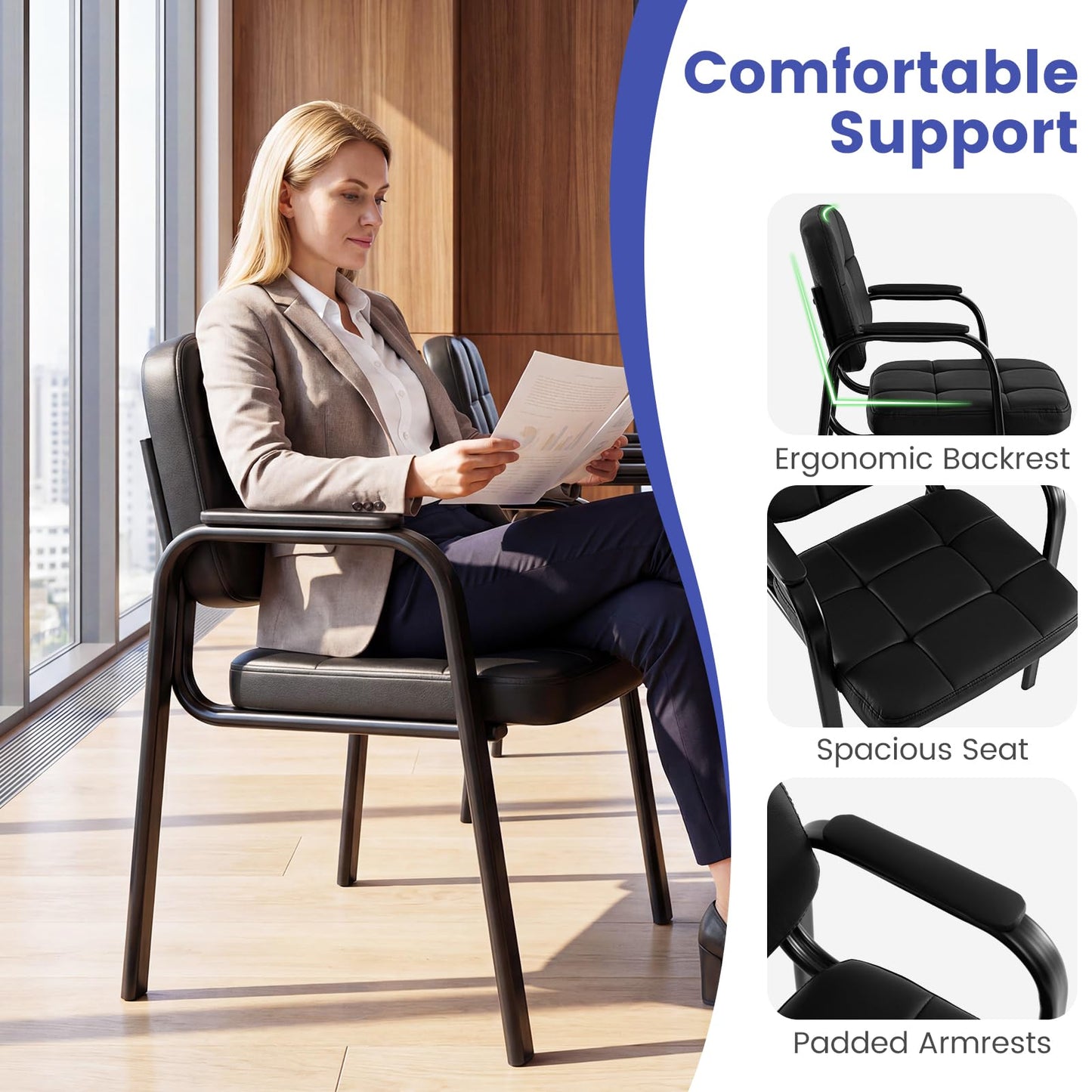 2 PCS Executive Office Chairs, PU Leather Reception Chairs
