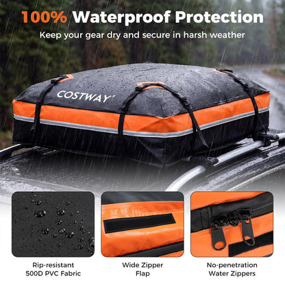15/21 Cubic Feet Car Roof Bag, 100% Waterproof Roofing Cargo Carrier with Anti-Slip Mat