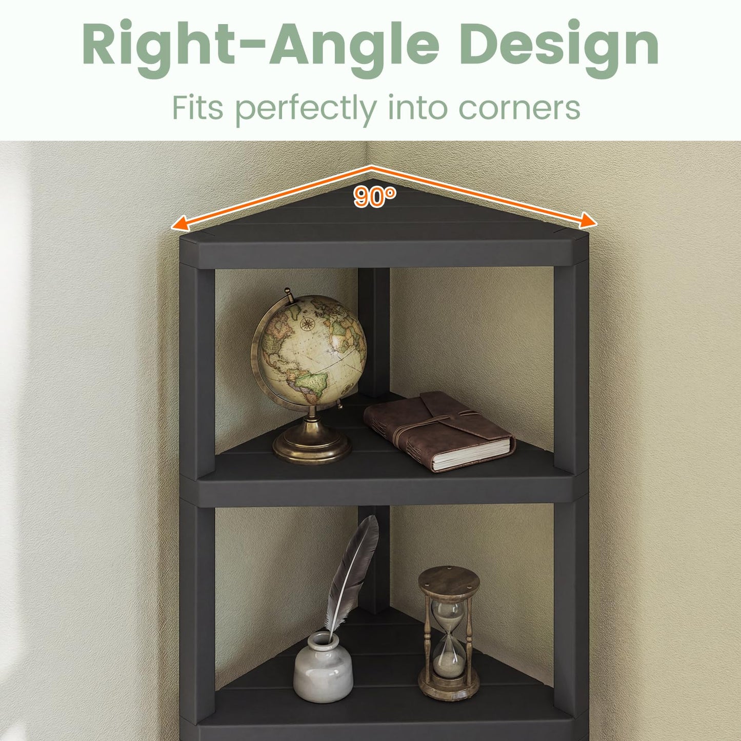 4-Tier Corner Shelf Stand with Open Slatted Shelves