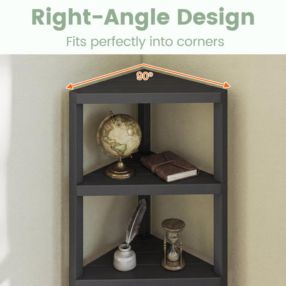 4-Tier Corner Shelf Stand with Open Slatted Shelves