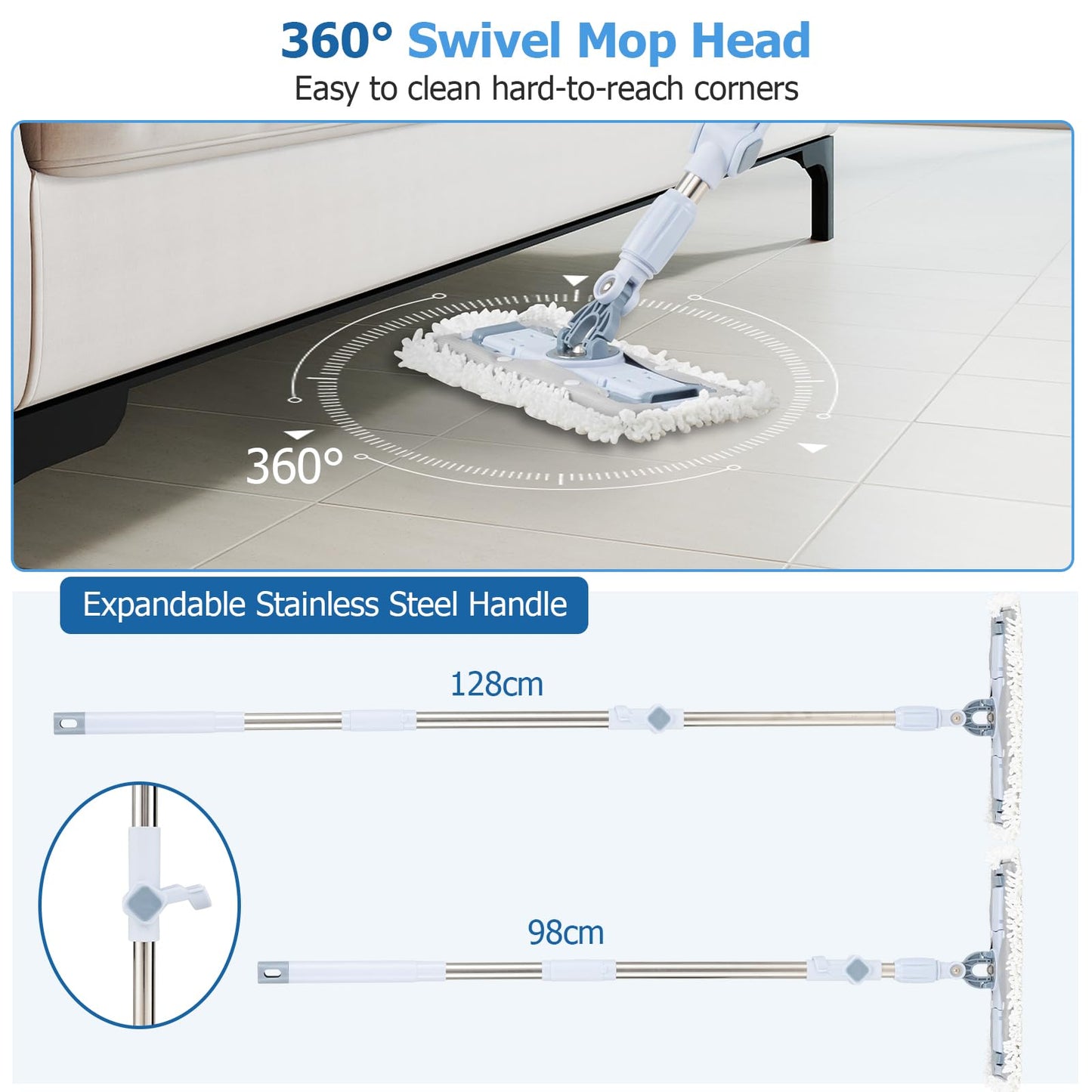 Mop and Bucket Set Hands-Free Washing with Dual Tank Design