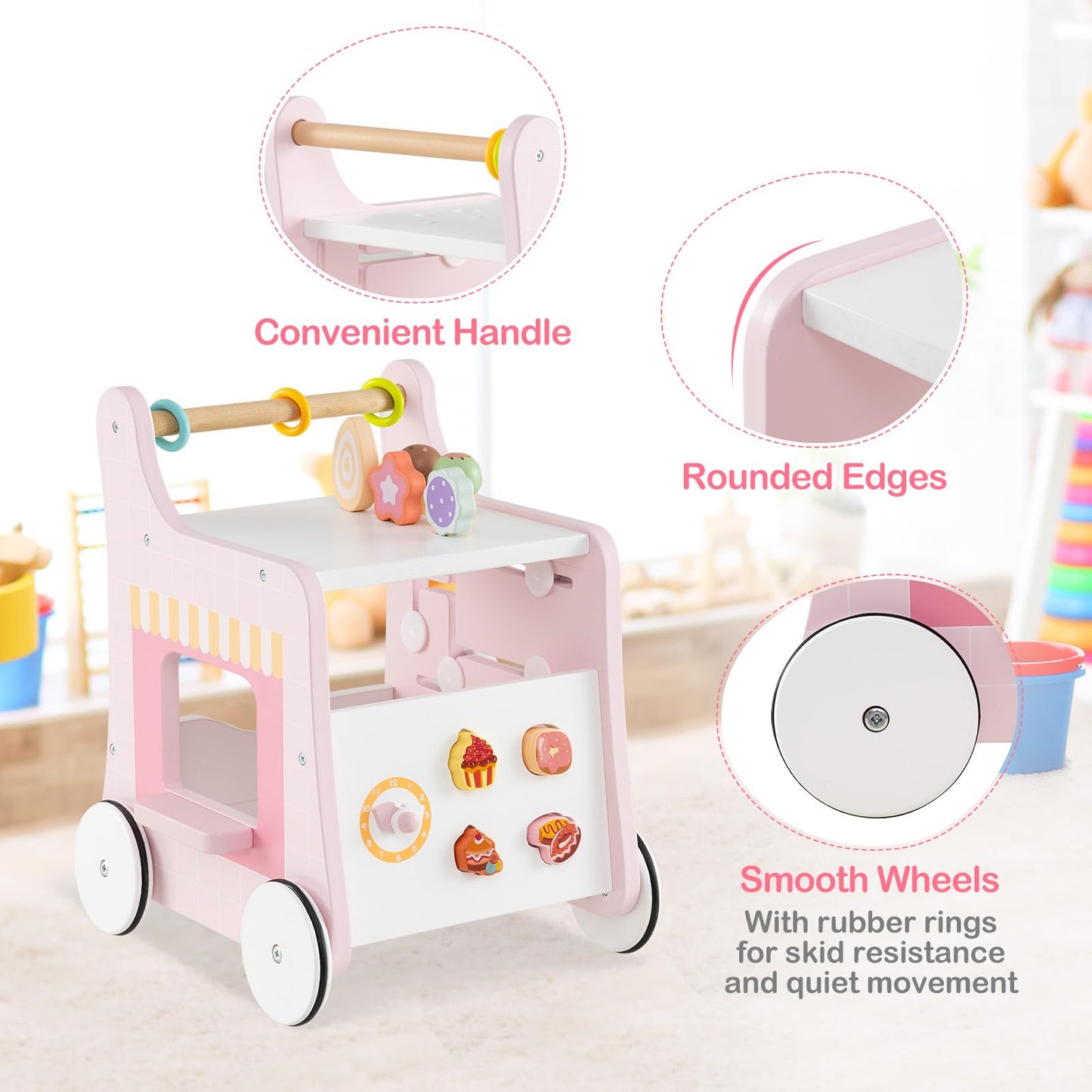8 in 1 Toddler Push and Pull Learning Activity Center with Teaching Clock