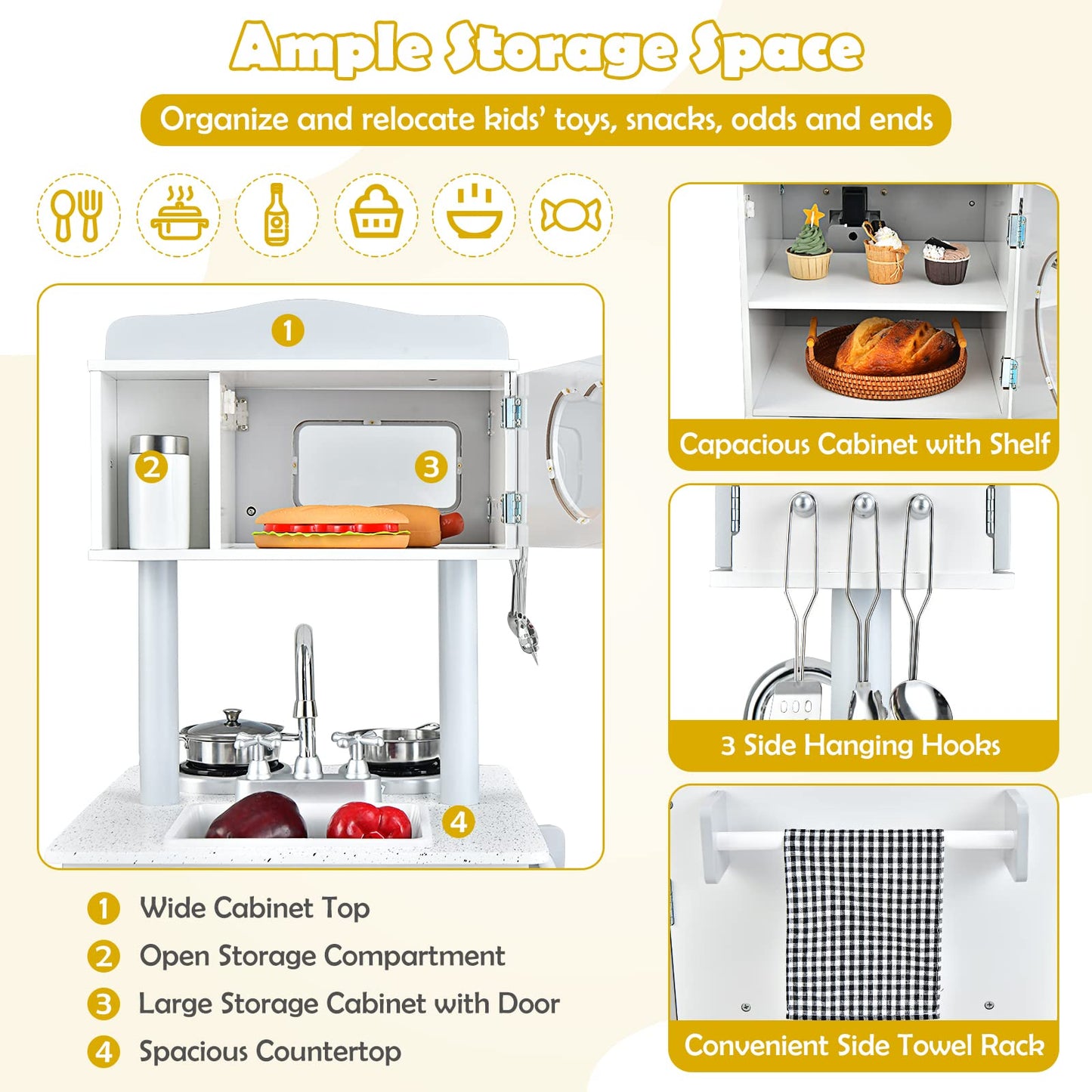 Double-Sided Kid's Play Kitchen Set with Stove and Sink