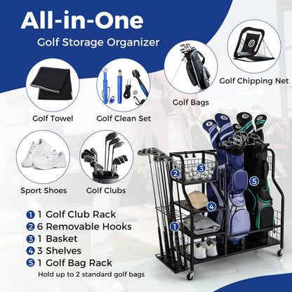5-In-1 Golf Bag Storage Organizer with Storage Basket