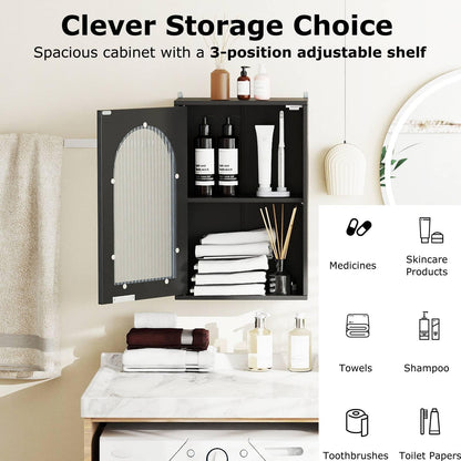 Bathroom Wall Cabinet, Wall-Mounted Wooden Storage Cupboard