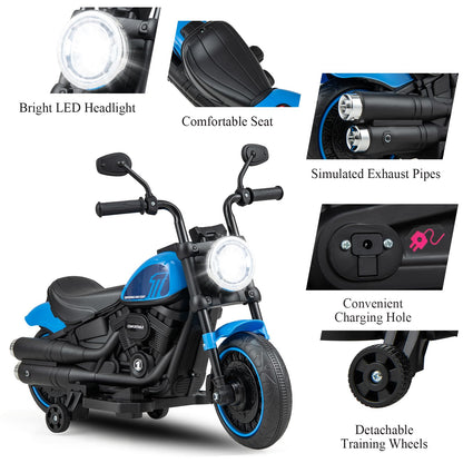 6V Kids Ride On Motorcycle with Training Wheels and Headlight for Toddlers