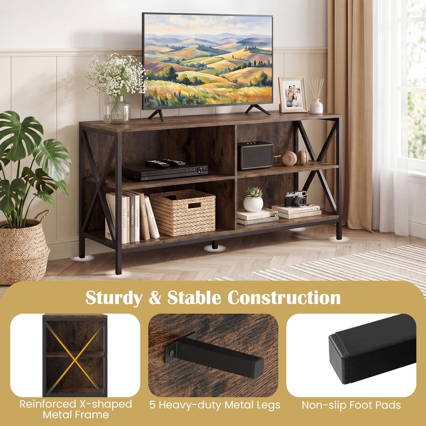 TV Unit for 55 Inch TVs, 120cm TV Stand Cabinet