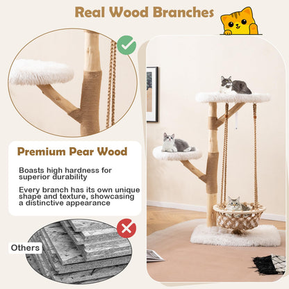 123cm Large Cats Tower with Hammock Swing