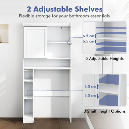Over-the-Toilet Storage Cabinet Standing Toilet Rack with Sliding Door