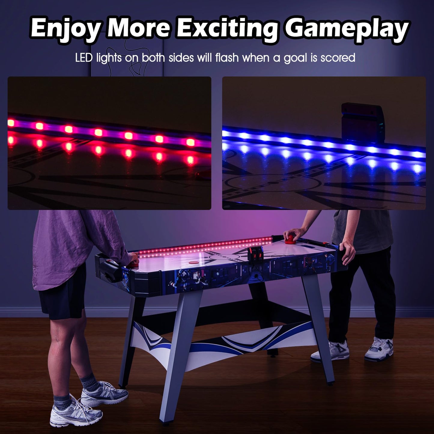Air Hockey Game Table with 2 Pushers and Pucks mfor Game Room