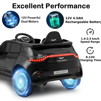 12V Kids Ride on Vehicle Aston Martin Licensed with Horn and Taillights