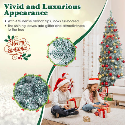 150/180 CM Slim Pencil Christmas Tree with 343/475 Branch Tips and 190/250 Colorful LED Lights