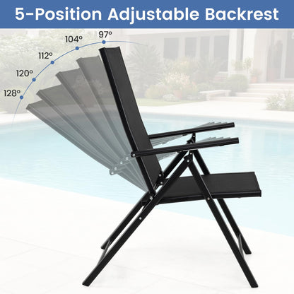 Folding Garden Chairs Set 2, Portable Outdoor Dining Chairs