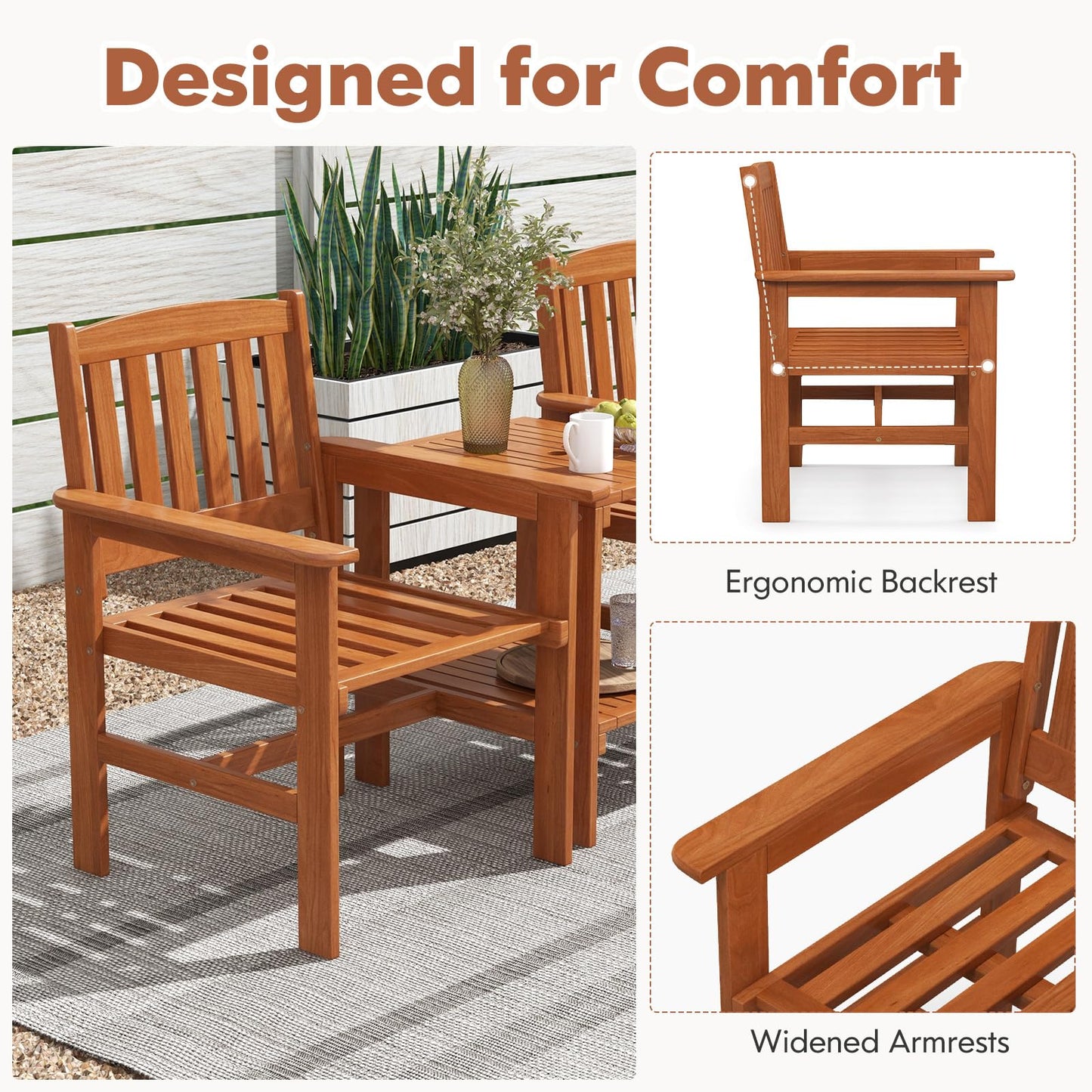 3 Piece Patio Bistro Table and Chairs Set