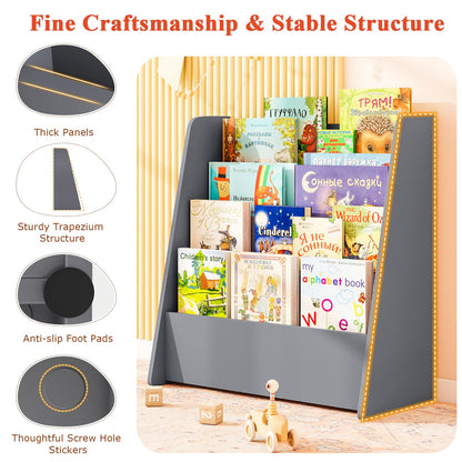 4-Tier Kids Bookshelf with Deep Compartments for Kids Bedroom