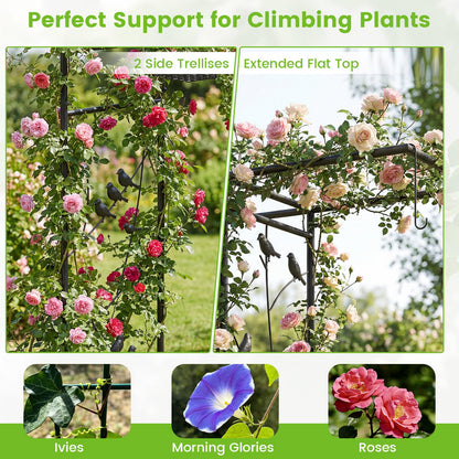 213cm Garden Arbor Feeding Station with Water Bowl and Mesh Tray