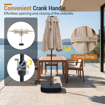 4M Double-Sided Parasol, Outdoor Extra Large Sun Umbrella with Base