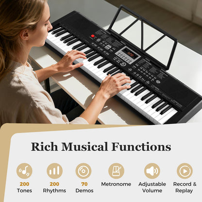 61 Key Keyboard Piano, Portable Digital Piano with 200 Rhythms