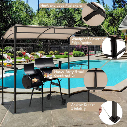 Outdoor Grill Gazebo with Serving Shelf and Storage Hooks