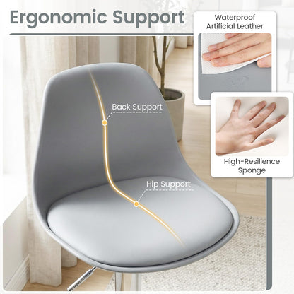 Bar Stools Set of 2, Height Adjustable Swivel Bar Chairs