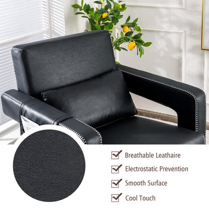 Modern Upholstered Padded Accent Chair with Footstool and Lumbar Pillow