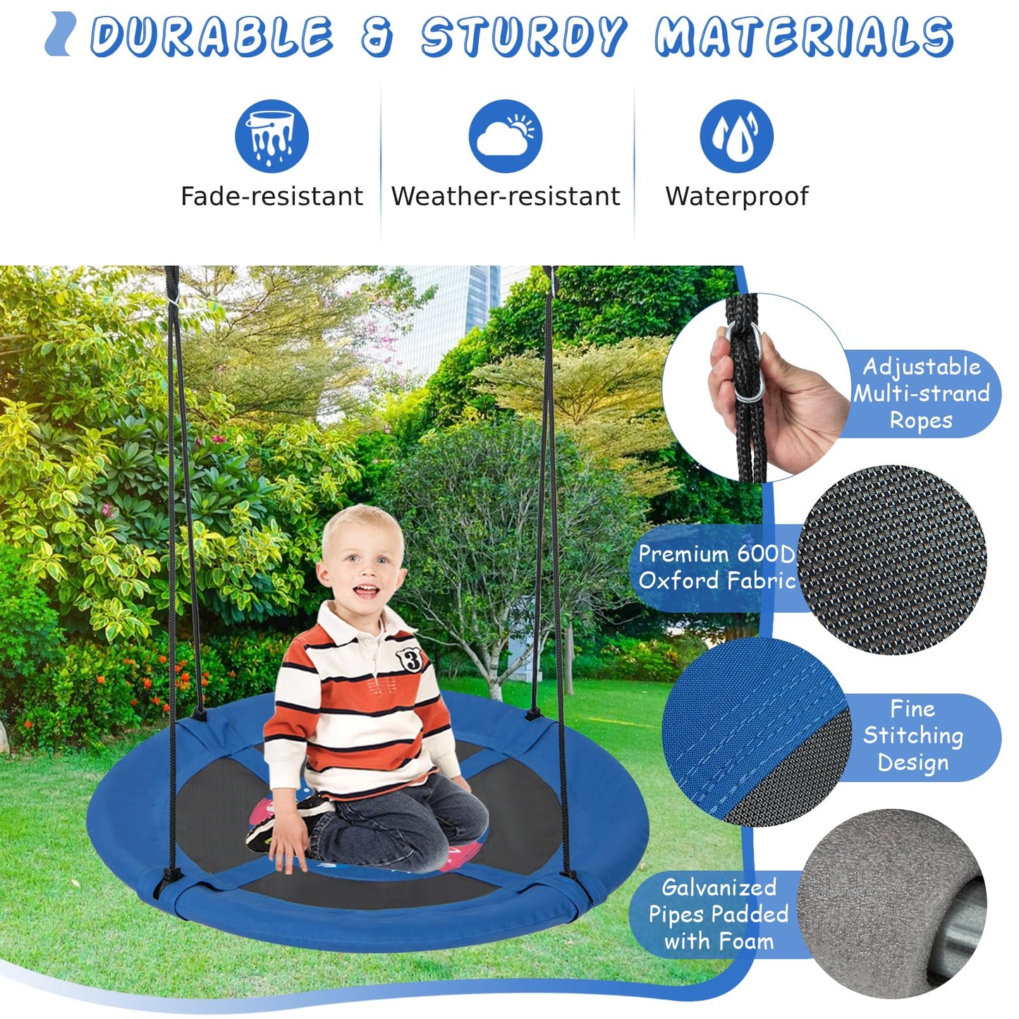 104 cm Saucer Tree Swing with 600D Oxford Fabric