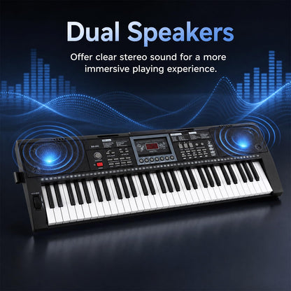 61 Key Digital Piano Keyboard, Electric Piano with Adjustable Stand