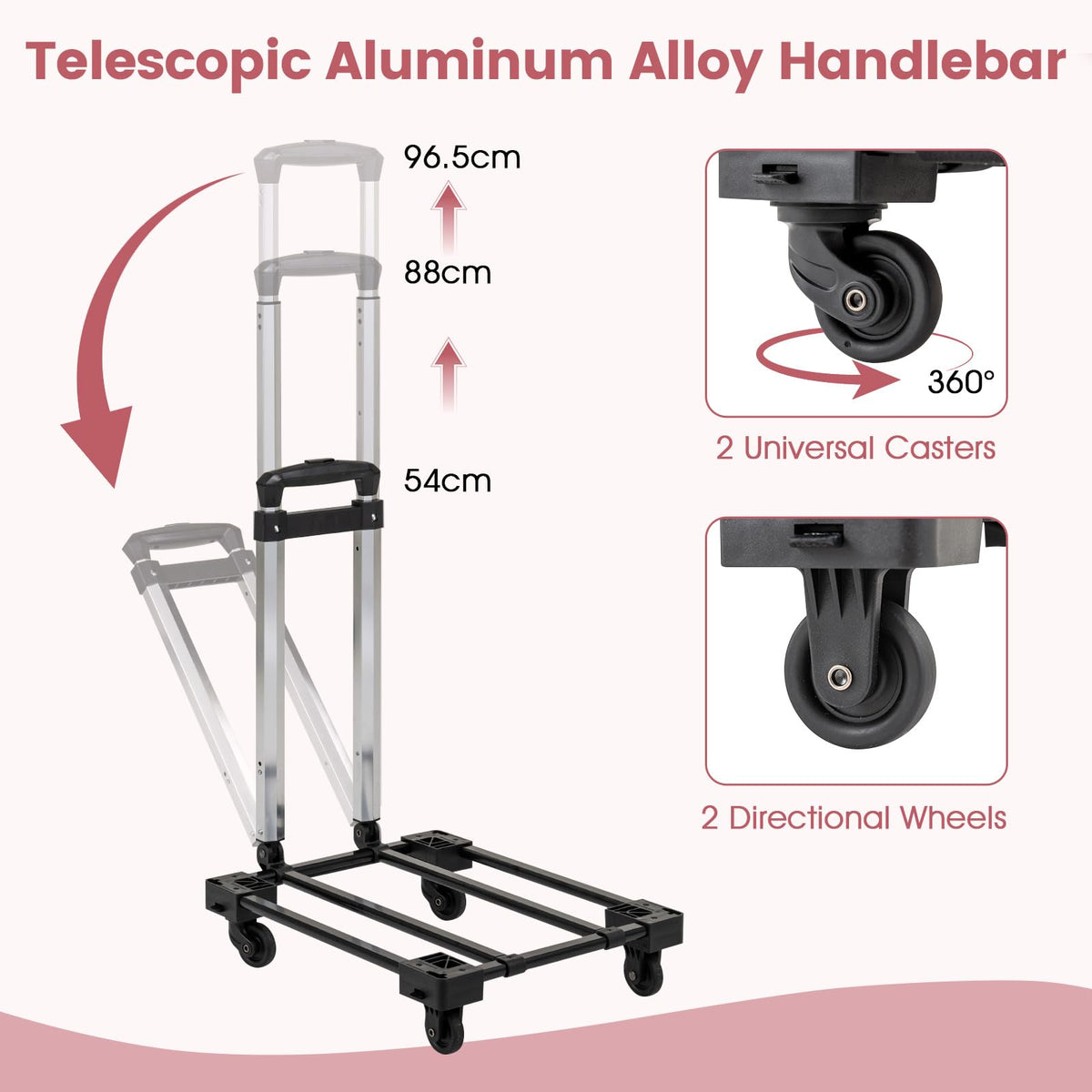 Rolling Cat Carrier with Wheels and Telescopic Handle