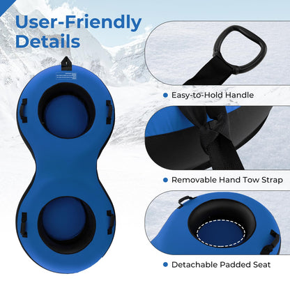 2-Person Inflatable Snow Tube for Adults Kids