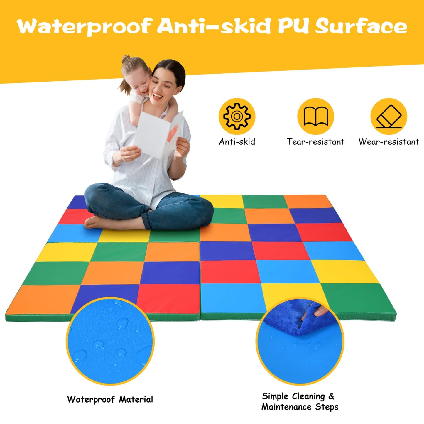 Toddler Play Mat, Foldable Patchwork Baby Floor Mats