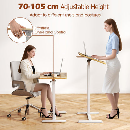 Mobile Over Bed Desk Height Adjustable Standing Laptop Cart with Tilting Tabletop