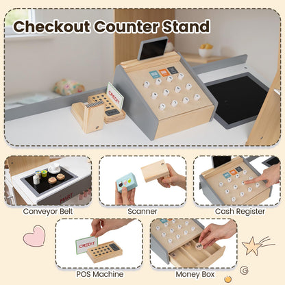 Pretend Play Shop, Kids Supermarket Playset with Shopping Cart