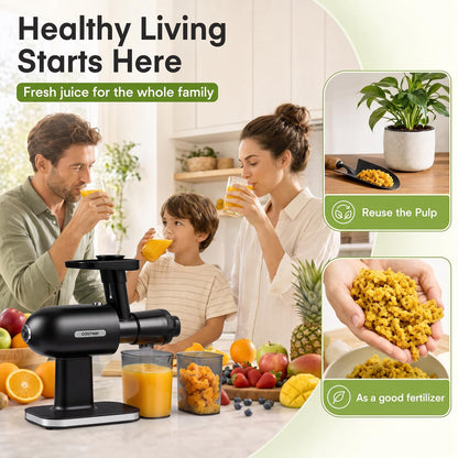 Cold Press Juicer Machine with Reverse Function, Pusher & Brush