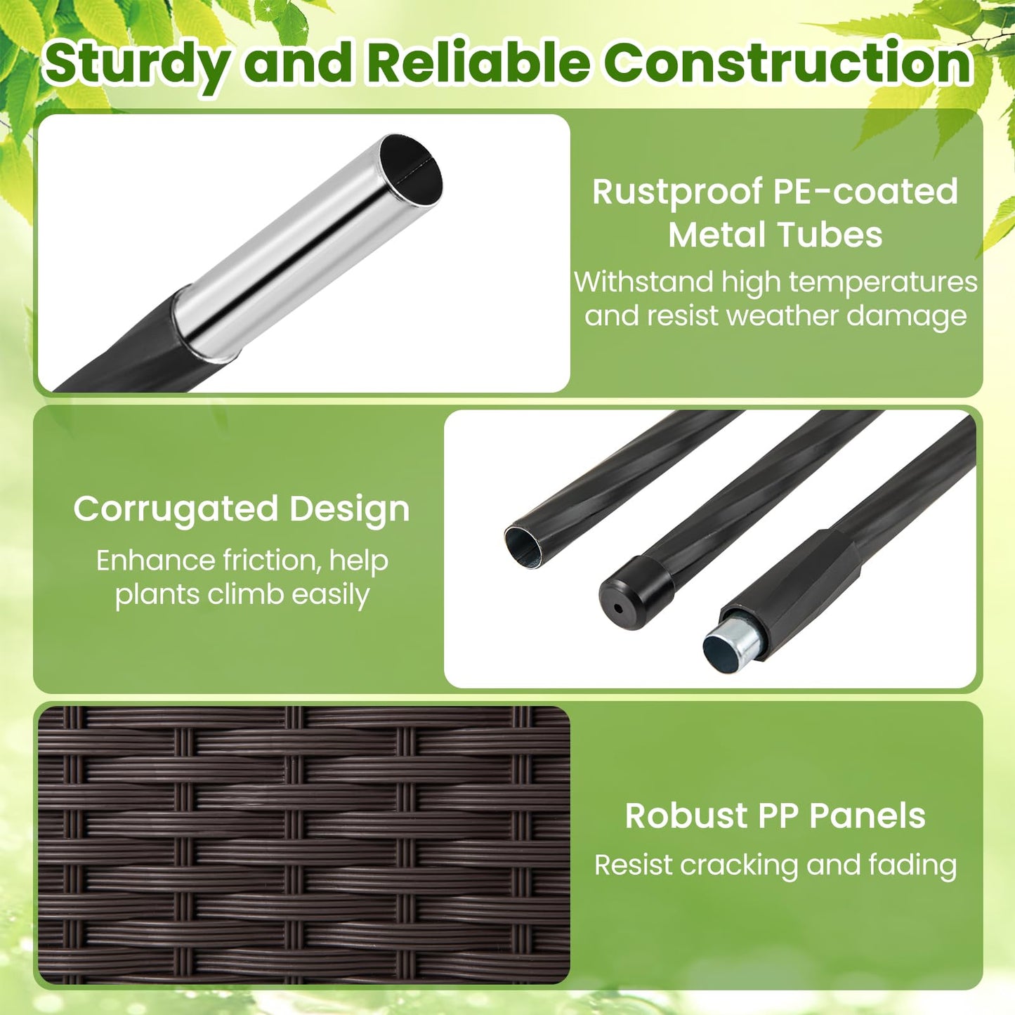 Garden Planter with Trellis with Self-Watering Device and Drainage Holes
