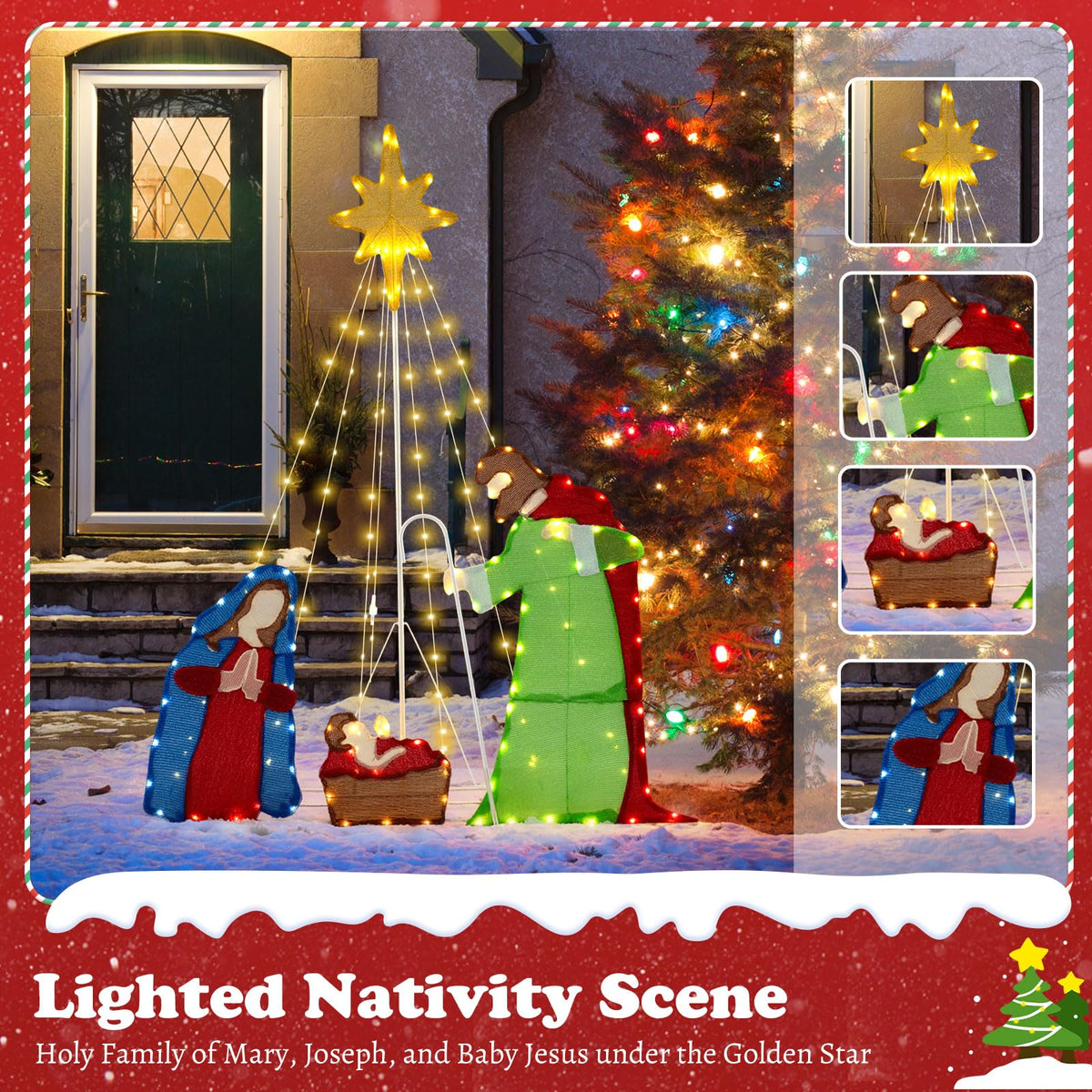 Christmas Nativity Set, Lighted Xmas Holy Family Scene