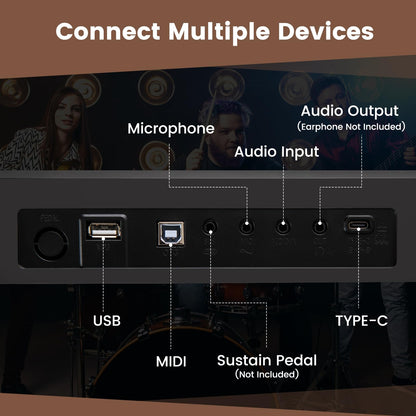 88 Key Folding Digital Piano Keyboard with Microphone