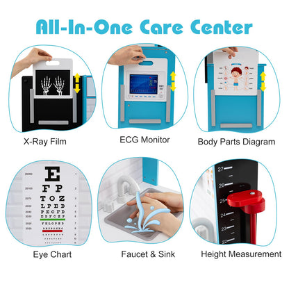 Wood Medical Center Toy Set with Examine Region and Height Measurer
