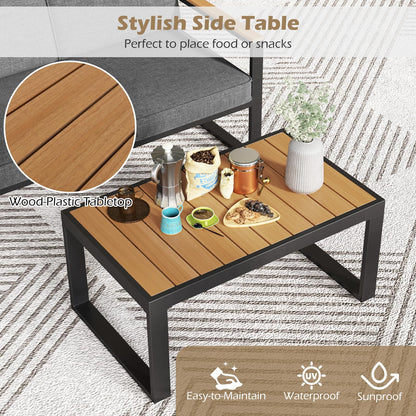 2-Seater Patio Aluminum Furniture Set with Coffee Table and Cushions