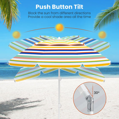 178 cm Beach Umbrella Sun Protection Portable Outdoor Sunshade Parasol for Sand