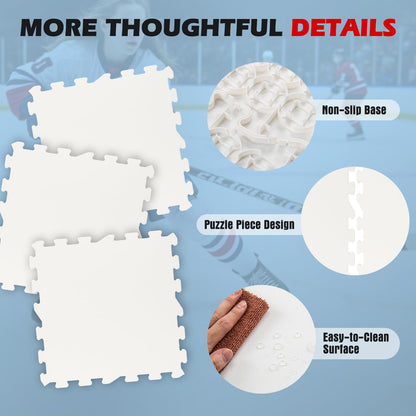 10 PCS/18 PCS Hockey Flooring Tiles, 46.5 x 46.5 cm Dryland Synthetic Ice Tiles