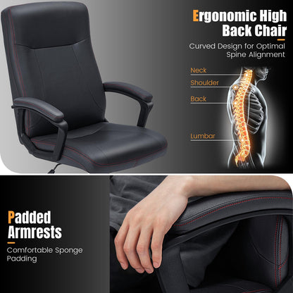350LBS Big & Tall Executive Office Chair, Height Adjustable Leathaire Computer Desk Chair