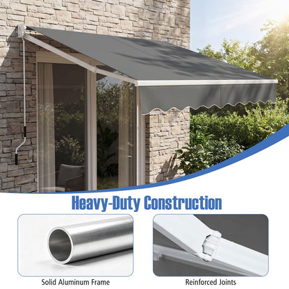 Retractable Manual Awning, Anti-UV and Waterproof Garden Patio Canopy with Fittings