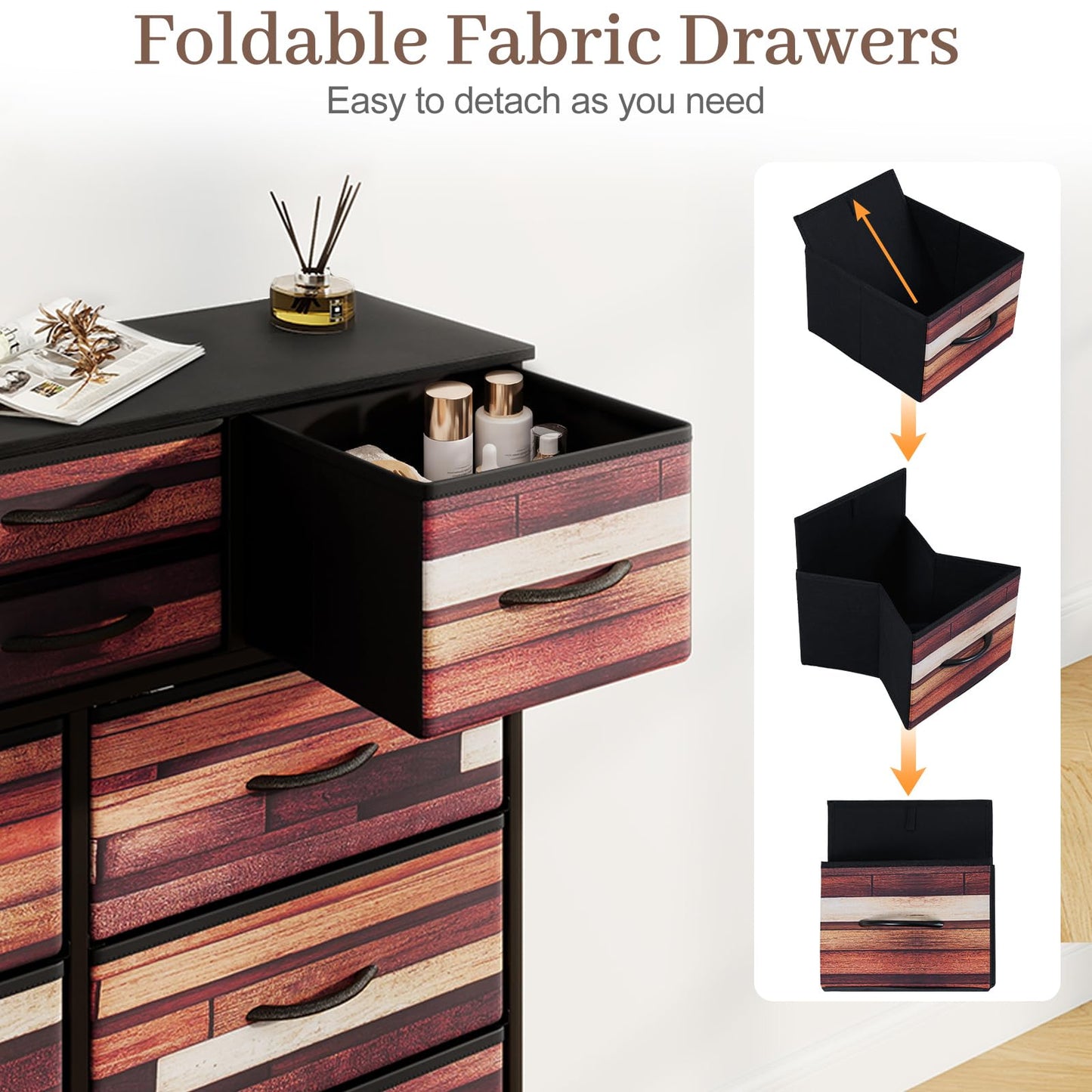 11/14-Drawer Dresser Tall Storage Chest with Metal Frame