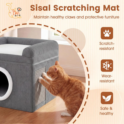 Cat House for Indoor Cats, Foldable Cat Condo