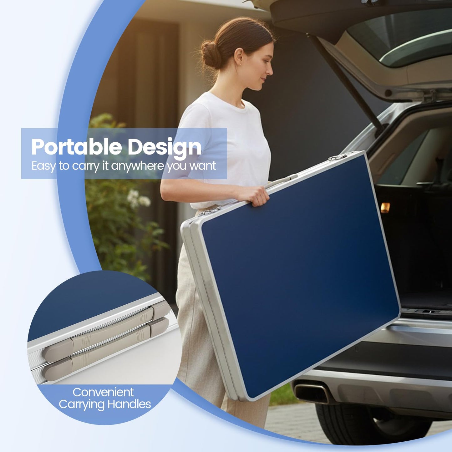 Foldable Mini Table Tennis Set with 2 Paddles and 3-Level Adjustable Height