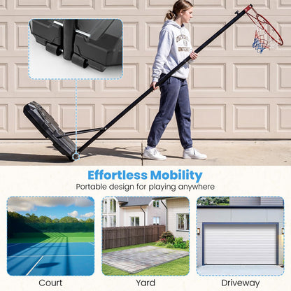 305 cm Portable Netball Post with Fillable Base and 10-Level Adjustable Height