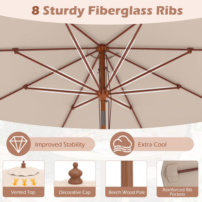 300 cm Scalloped Patio Umbrella Market Table Umbrella with Push Button Tilt
