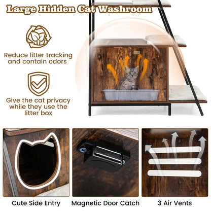 Hidden Cats Washroom Climbing Frame with Ladder Shelf & Removable Plush Cushions